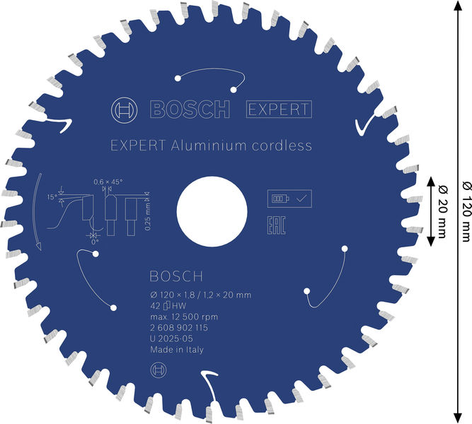 BOSCH EXPERT Aluminium Kreissägeblatt, 120x20 mm, Z42