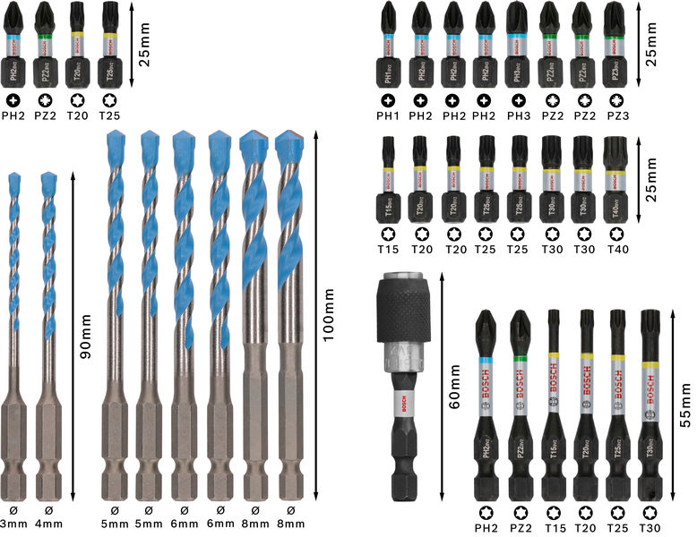 BOSCH PRO Impact Schrauberbits und Multi Construction Bohrer Set, 35-tlg.