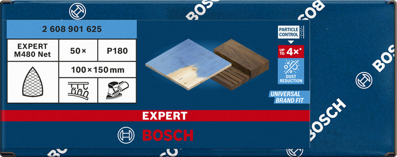 BOSCH EXPERT M480 Schleifnetz, 100x150mm, K180, 50-tlg.