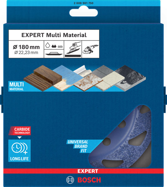 BOSCH EXPERT Multi Material Carbide-Topfscheibe mittel, angeschrägt, 180 mm, 22,23 mm