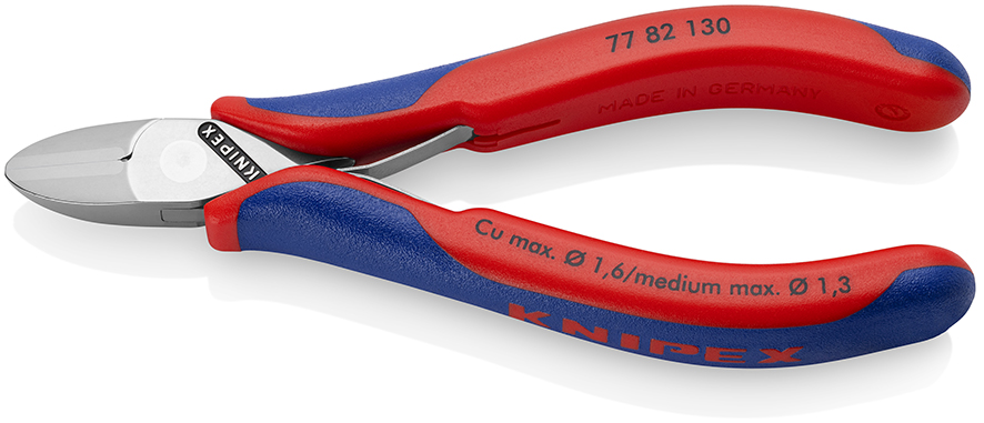 KNIPEX KNIPEX 77 82 130 Elektronik-Seitenschneider mit durchgestecktem Gelenk 130 mm mit Mehrkomponenten-Hüllen spiegelpoliert KNIPEX KNIPEX 77 82 130 Elektronik-Seitenschneider mit durchgestecktem Gelenk 130 mm mit Mehrkomponenten-Hüllen spiegelpoliert