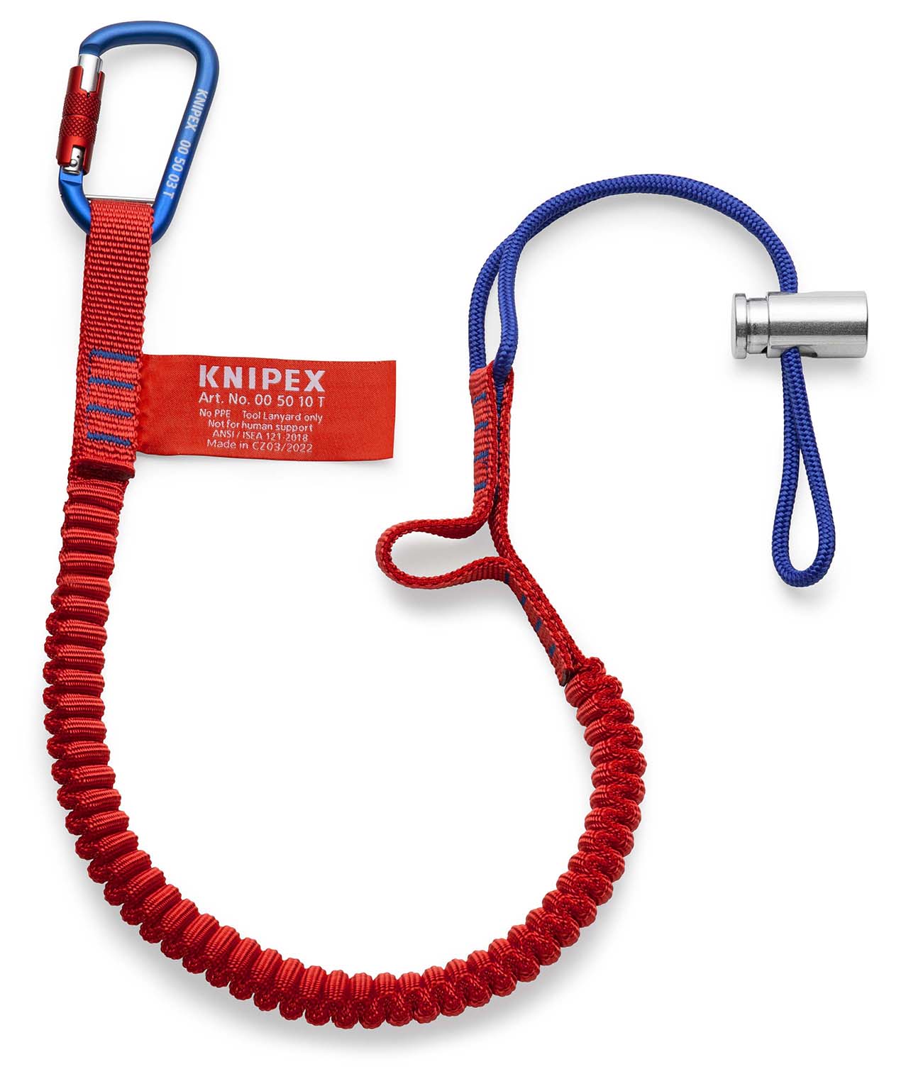 KNIPEX KNIPEX 00 50 12 T BK Fangleine mit fixiertem Materialkarabiner Zur Werkzeug-Absturzsicherung 900 mm