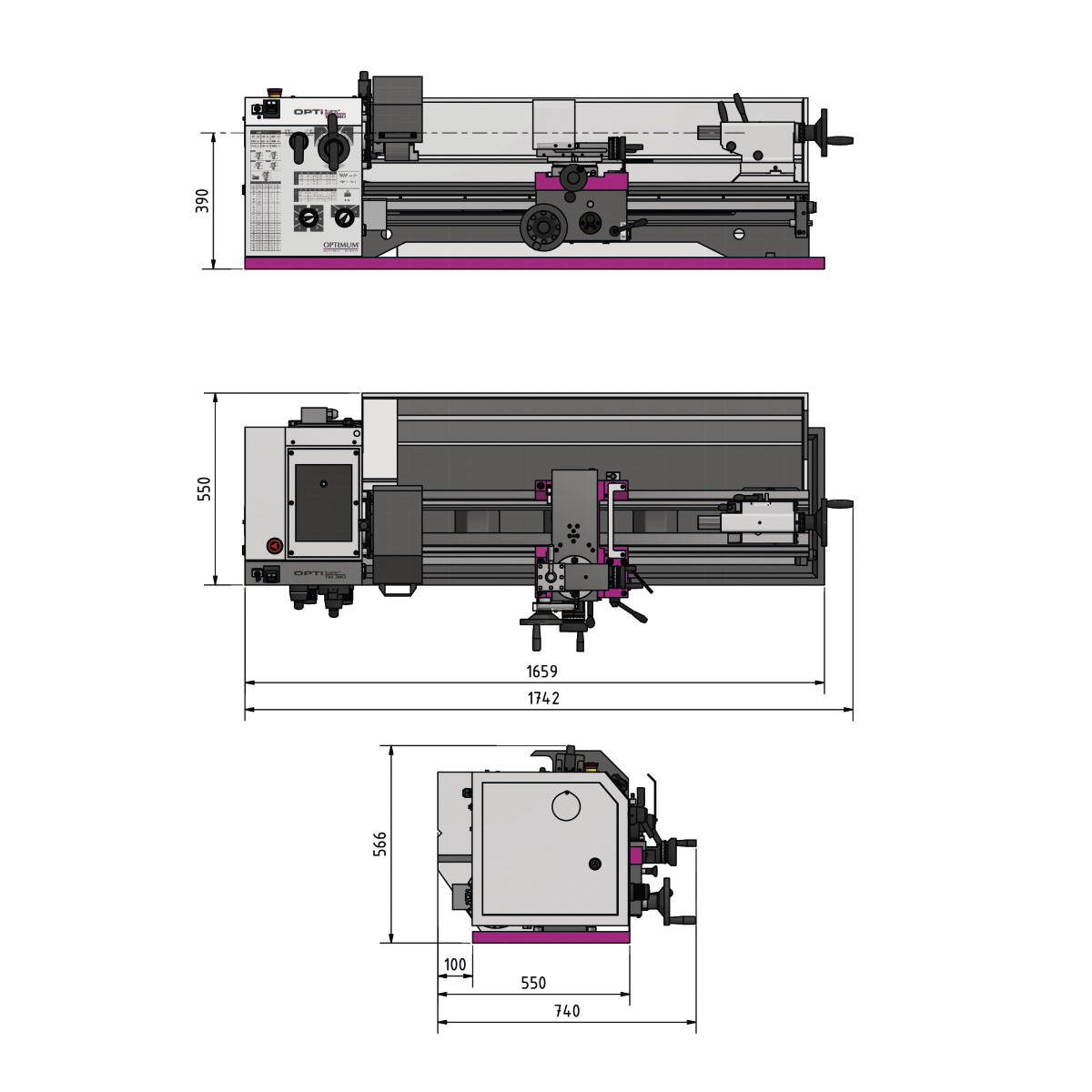 STÜRMER Leit- und Zugspindeldrehmaschine Optimum OPTIturn TM 3110