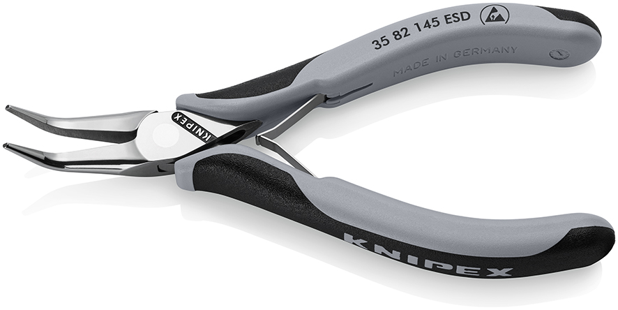 KNIPEX KNIPEX 35 82 145 ESD Elektronik-Greifzange ESD mit durchgestecktem Gelenk 145 mm spiegelpoliert mit Mehrkomponenten-Hüllen spiegelpoliert