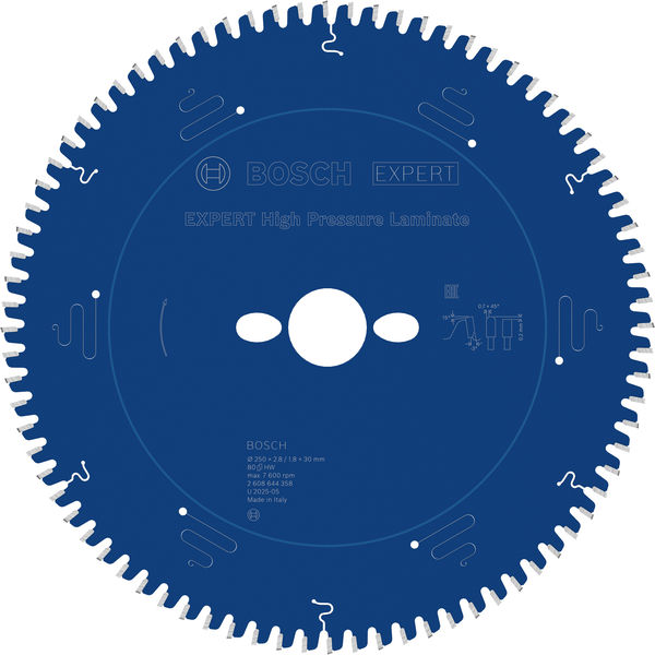 BOSCH EXPERT High Pressure Laminate Kreissägeblatt, 250x2,8/1,8x30 mm, Z80