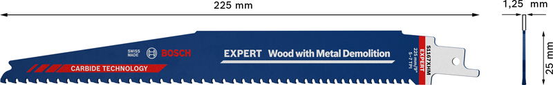 BOSCH EXPERT Wood with Metal Demolition S1167XHM Säbelsägeblatt, 3 Stück