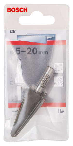 BOSCH Blechschälbohrer Chrom-Vanadium, zylindrisch, 5 - 20 mm, 71 mm, 8 mm BOSCH Blechschälbohrer Chrom-Vanadium, zylindrisch, 5 - 20 mm, 71 mm, 8 mm