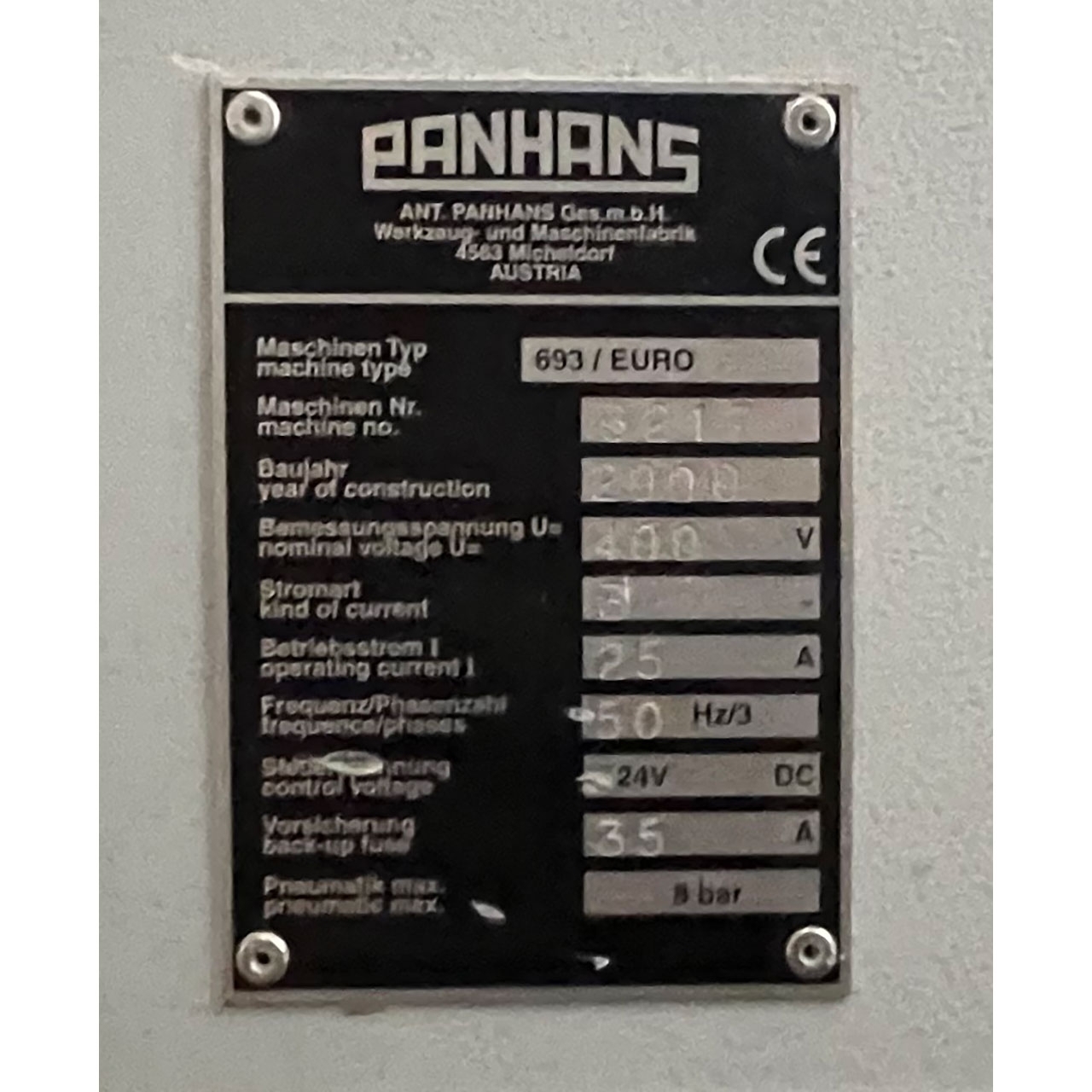 PANHANS Plattenaufteilsäge 693/EURO 5 PANHANS Plattenaufteilsäge 693/EURO 5