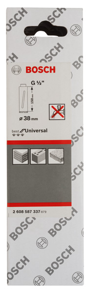 BOSCH Diamanttrockenbohrkrone G 1/2-Zoll, Standard for Universal, 38mm, 150mm, 3, 7mm