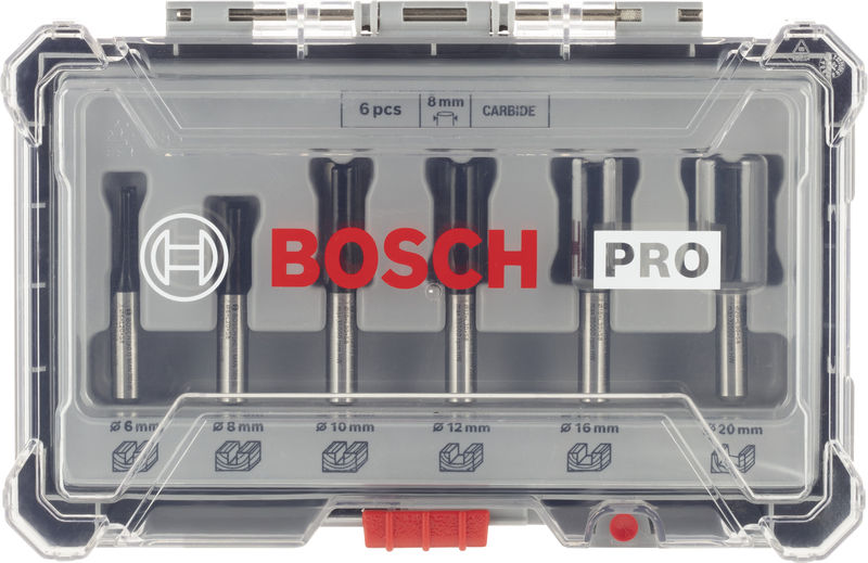 BOSCH PRO Nutfräser-Set, Schaft 8 mm, 6-tlg