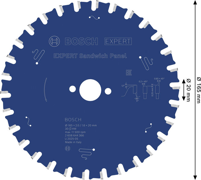 BOSCH EXPERT Sandwich Panel Kreissägeblatt, 165x2/1,6x20 mm, Z30 BOSCH EXPERT Sandwich Panel Kreissägeblatt, 165x2/1,6x20 mm, Z30