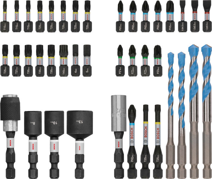 BOSCH PRO Impact Schrauberbits und Multi Construction Bohrer Set, 40-tlg.