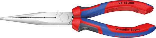 KNIPEX 26 15 200 Flachrundzange mit Schneide (Storchschnabelzange) mit Mehrkomponenten-Hüllen verchromt 200 mm KNIPEX 26 15 200 Flachrundzange mit Schneide (Storchschnabelzange) mit Mehrkomponenten-Hüllen verchromt 200 mm