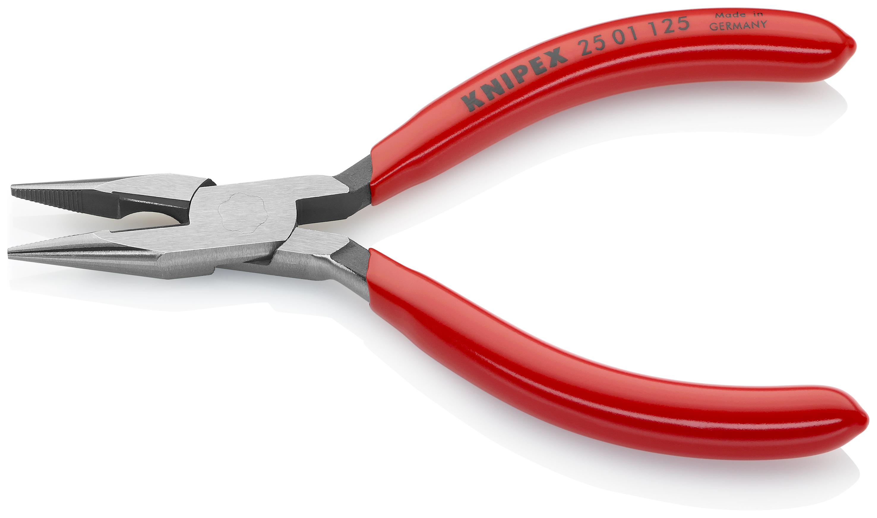 KNIPEX KNIPEX 25 01 125 Flachrundzange mit Schneide (Radiozange) 125 mm schwarz atramentiert mit Kunststoff überzogen poliert