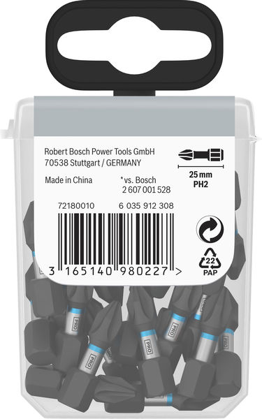 BOSCH PRO Phillips Impact Bit, PH2, 25 mm, Display, 10 x 25-tlg BOSCH PRO Phillips Impact Bit, PH2, 25 mm, Display, 10 x 25-tlg