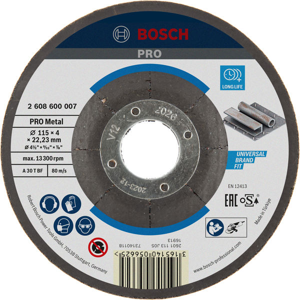 BOSCH PRO Metal Gebundene Schleifscheibe, 115 x 4 x 22,23 mm BOSCH PRO Metal Gebundene Schleifscheibe, 115 x 4 x 22,23 mm