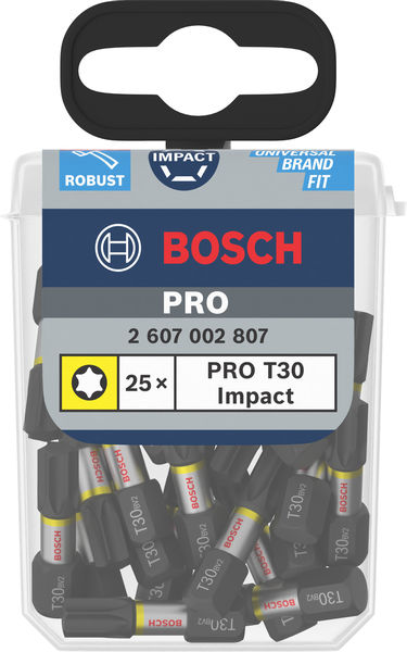 BOSCH PRO Torx Impact Bit, T30, 25 mm, Display, 10 x 25-tlg