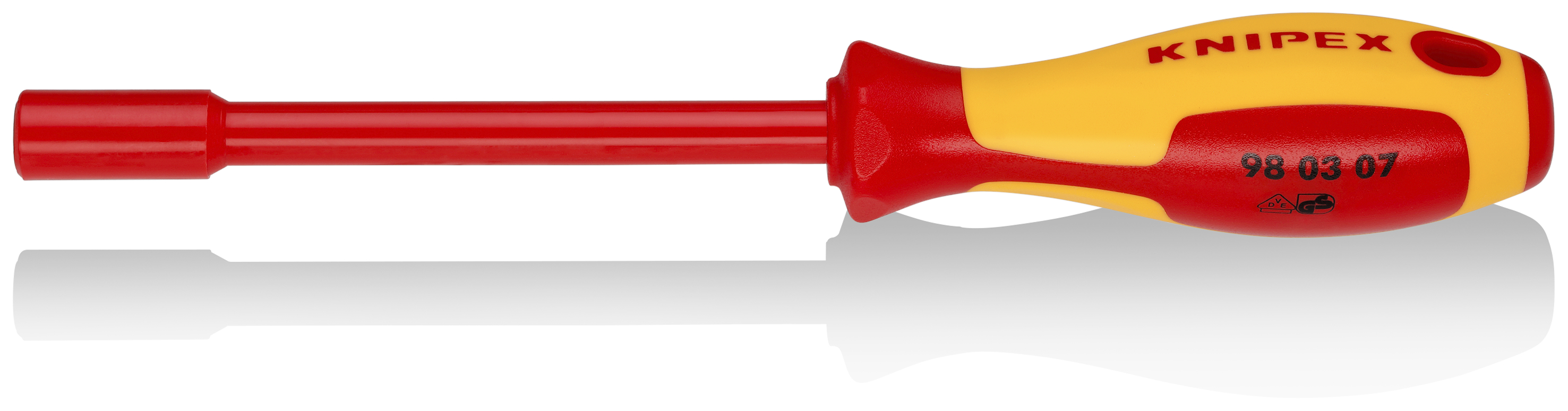 KNIPEX KNIPEX 98 03 07 Steckschlüssel mit Schraubendreher-Griff 237 mm brüniert isoliert mit Mehrkomponenten-Hüllen, VDE-geprüft