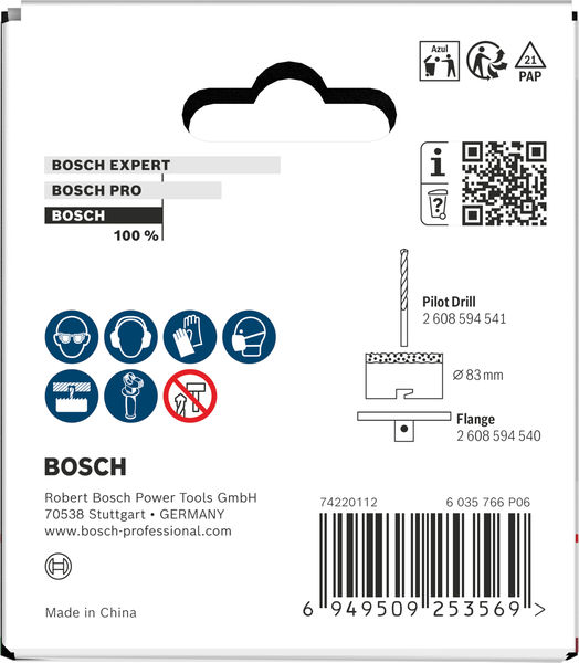 BOSCH Brick and Soft Tile Lochsäge mit Aufsteckhalter, 83 x 60 mm