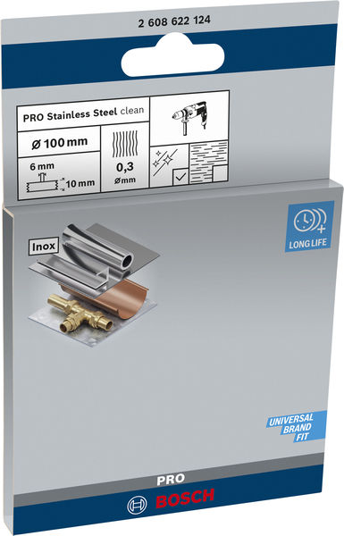 BOSCH PRO Stainless Steel clean Scheibenbürste, gerader Schaft, 100 x 0,3 mm BOSCH PRO Stainless Steel clean Scheibenbürste, gerader Schaft, 100 x 0,3 mm