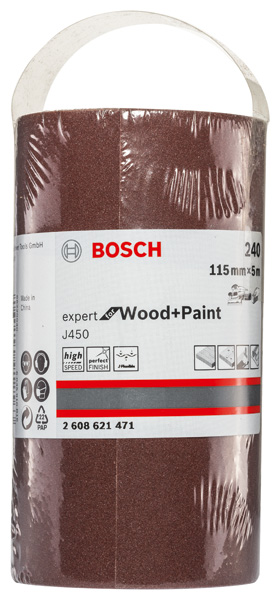 BOSCH Schleifblatt J450 Expert for Wood and Paint, 115 mm x 5 m, G240