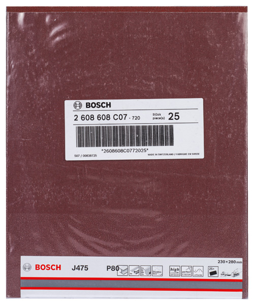 BOSCH Schleifblatt Papier J475, Best for Metal, 230 x 280 mm, 80, ungelocht, 1er-Pack BOSCH Schleifblatt Papier J475, Best for Metal, 230 x 280 mm, 80, ungelocht, 1er-Pack
