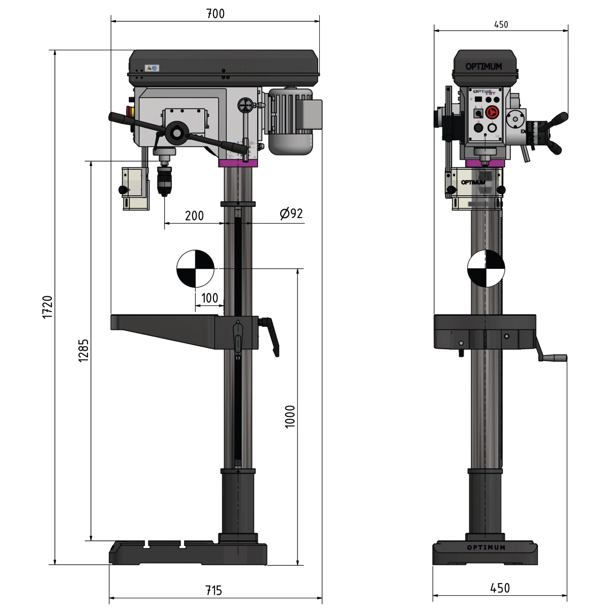OPTIMUM Säulenbohrmaschine OPTIdrill DH 28FS