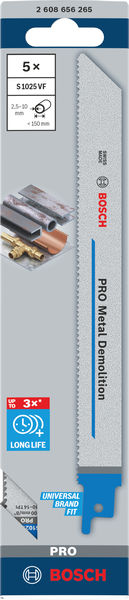 BOSCH PRO Metal Demolition S1025VF Säbelsägeblatt, 1,25 x 19 x 200 mm, 5-tlg.