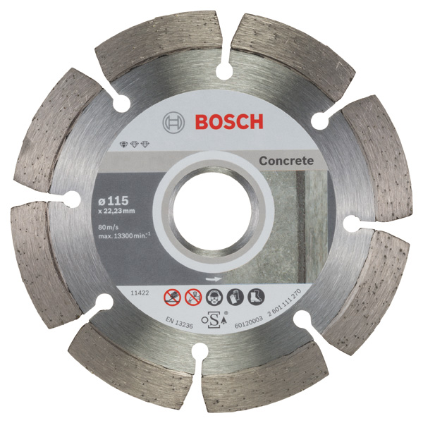 BOSCH Diamanttrennscheibe Standard for Concrete, 115 x 22,23 x 1,6 x 10 mm, 10er-Pack BOSCH Diamanttrennscheibe Standard for Concrete, 115 x 22,23 x 1,6 x 10 mm, 10er-Pack
