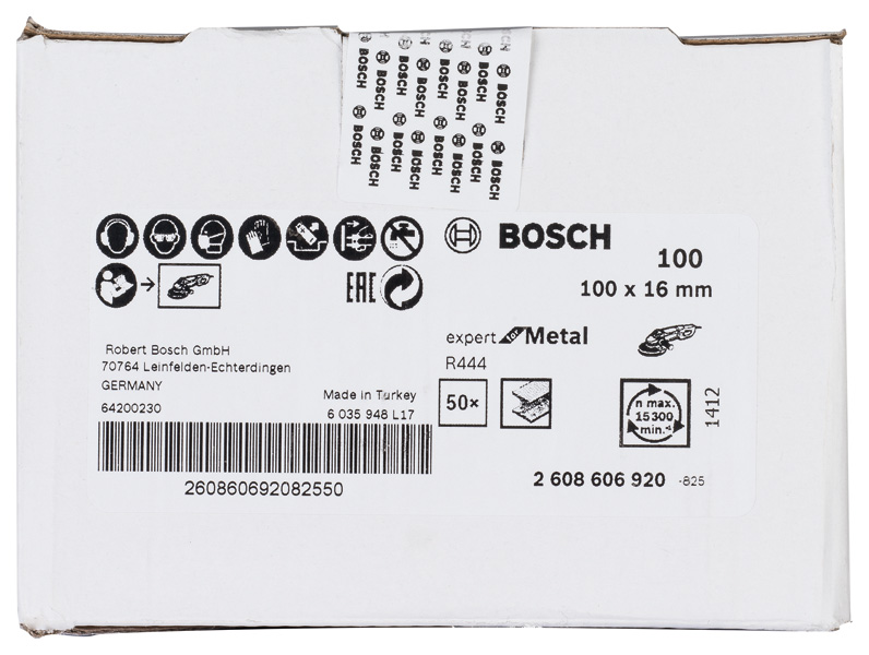 BOSCH Fiberschleifscheibe R444 Expert for Metal, Korund, 100 mm, 16 mm, 100