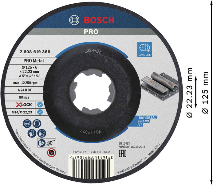 BOSCH X-LOCK Schruppscheibe SfM 125 x 6 mm T27