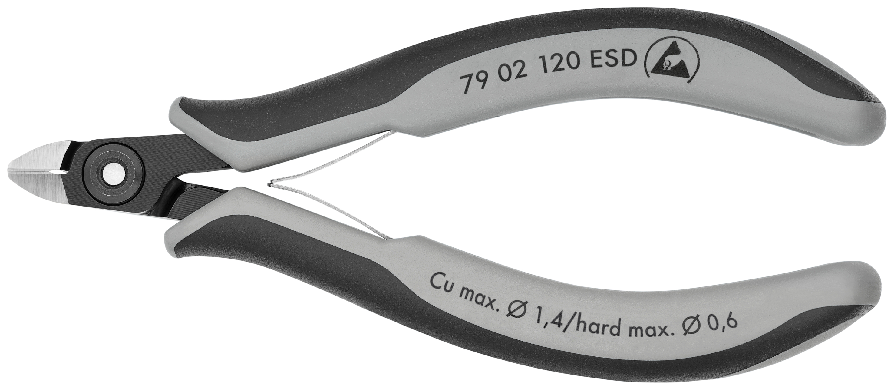 KNIPEX KNIPEX 79 02 120 ESD Präzisions-Elektronik-Seitenschneider ESD 120 mm brüniert mit Mehrkomponenten-Hüllen poliert