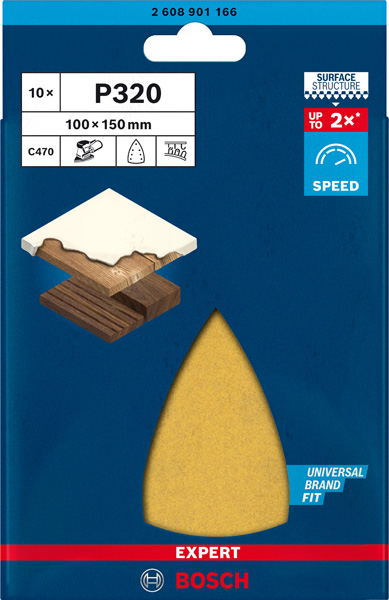 BOSCH EXPERT C470 Schleifblatt, 100x150mm, K320, 7 Löcher, 10-tlg. BOSCH EXPERT C470 Schleifblatt, 100x150mm, K320, 7 Löcher, 10-tlg.