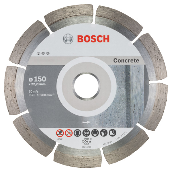 BOSCH Diamanttrennscheibe Standard for Concrete, 150 x 22,23 x 2 x 10 mm, 10er-Pack BOSCH Diamanttrennscheibe Standard for Concrete, 150 x 22,23 x 2 x 10 mm, 10er-Pack