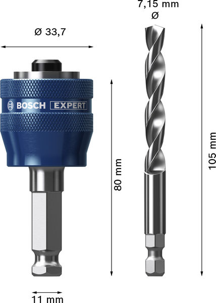 BOSCH EXPERT Power Change Plus mit Zentrierbohrer, Ø7,5 x 60 x 105 mm, 2-tlg. BOSCH EXPERT Power Change Plus mit Zentrierbohrer, Ø7,5 x 60 x 105 mm, 2-tlg.