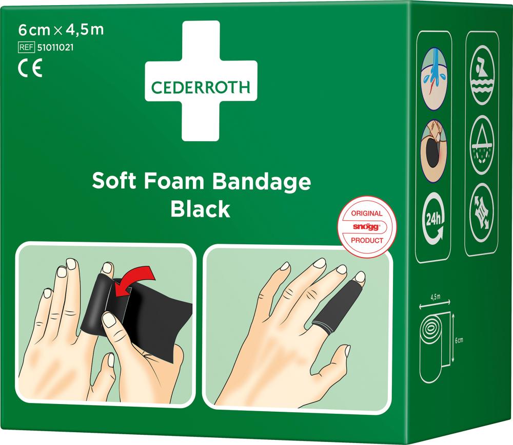 CEDERROTH Schaumbandage, schwarz, 6cm x 4,5m CEDERROTH Schaumbandage, schwarz, 6cm x 4,5m