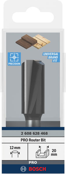 BOSCH PRO Nutfräser, zweischneidig, Ø 20 x L 40, Schaft 12 mm
