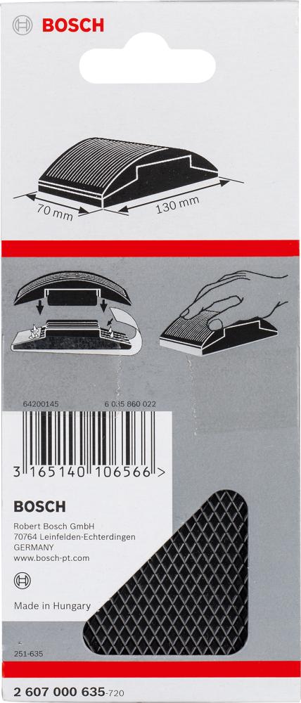 BOSCH Handschleifklotz, 70 x 130 mm, Gummi