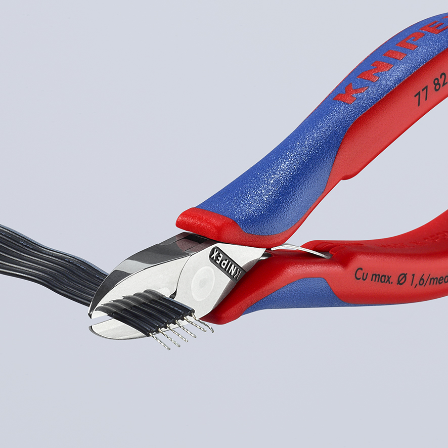 KNIPEX KNIPEX 77 82 130 Elektronik-Seitenschneider mit durchgestecktem Gelenk 130 mm mit Mehrkomponenten-Hüllen spiegelpoliert