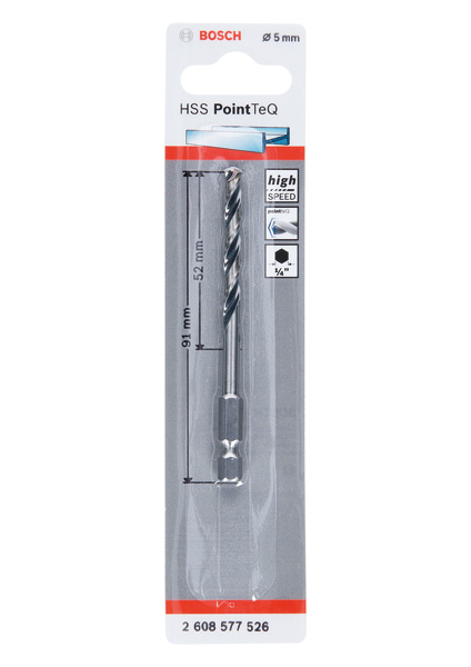 BOSCH HSS PointTeQ Sechskantbohrer 5,0 mm BOSCH HSS PointTeQ Sechskantbohrer 5,0 mm