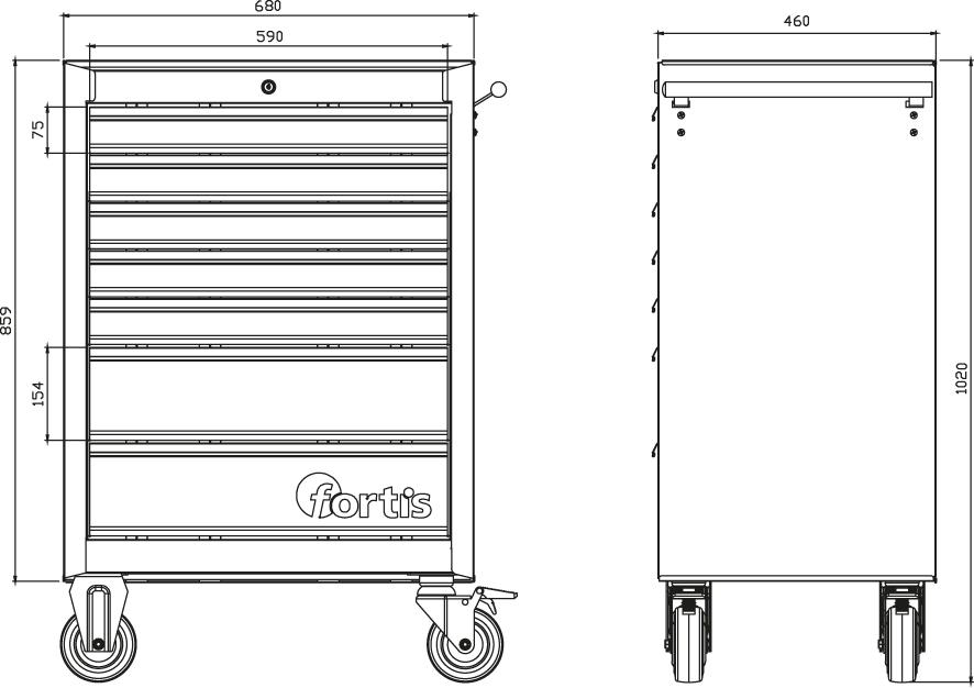 FORTIS Werkstattwagen 680x460x1025mm, 7 Schubladen FORTIS Werkstattwagen 680x460x1025mm, 7 Schubladen