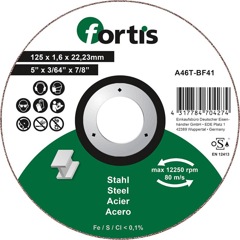 FORTIS Trennscheibe Stahl Ø125x1,6mm FORTIS Trennscheibe Stahl Ø125x1,6mm
