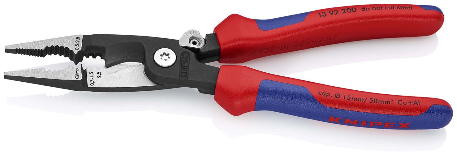 KNIPEX KNIPEX 13 92 200 Elektro-Installationszange 200 mm schwarz atramentiert mit Mehrkomponenten-Hüllen poliert KNIPEX KNIPEX 13 92 200 Elektro-Installationszange 200 mm schwarz atramentiert mit Mehrkomponenten-Hüllen poliert
