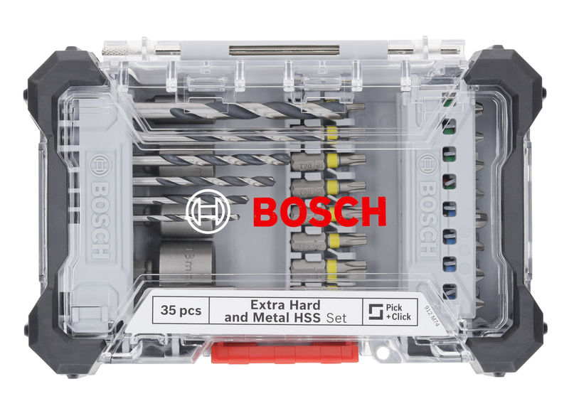 BOSCH Extra Hard Schrauberbit- und Metal HSS Bohrer-Set, Aufsteller, 35-tlg.