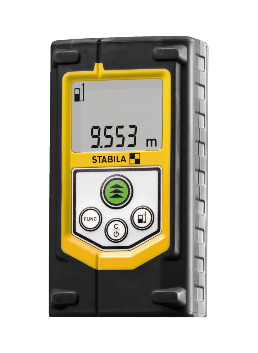 STABILA Laser-Entfernungsmesser LD 320, max. Messbereich 60 m, 8 Messfunktionen (u. a. Fläche, Volumen, Pythagoras, MIN/MAX-Tracking), IP 40, Tasche, Handschlaufe, inkl. Batterien (2 x AAA)