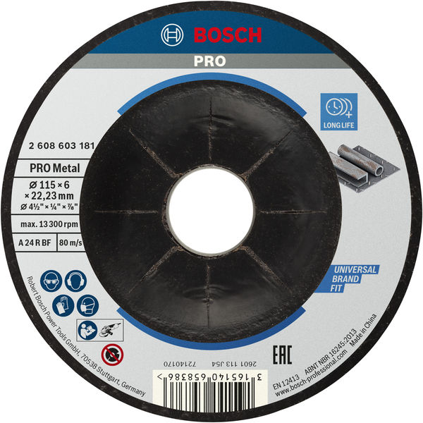 BOSCH PRO Metal Schleifscheibe, 115 x 6 x 22.23 mm BOSCH PRO Metal Schleifscheibe, 115 x 6 x 22.23 mm