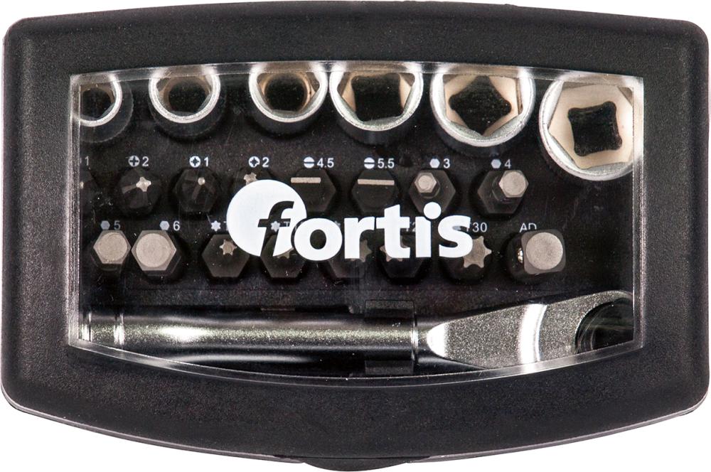 FORTIS Bit-Sortiment, gemischt, mit Bit-Ratsche, 24-teilig