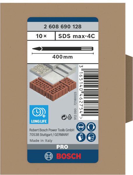 BOSCH PRO SDS max-4C Spitzmeißel-Set, 400 mm, 10-tlg. BOSCH PRO SDS max-4C Spitzmeißel-Set, 400 mm, 10-tlg.