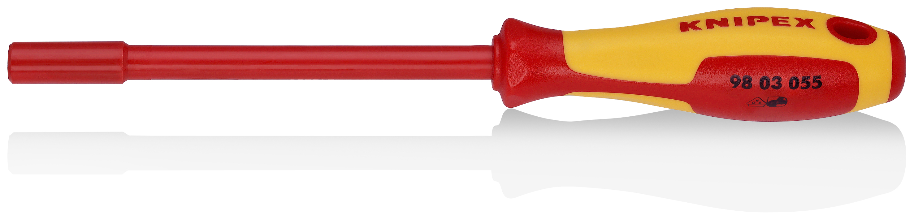 KNIPEX KNIPEX 98 03 055 Steckschlüssel mit Schraubendreher-Griff 232 mm brüniert isoliert mit Mehrkomponenten-Hüllen, VDE-geprüft