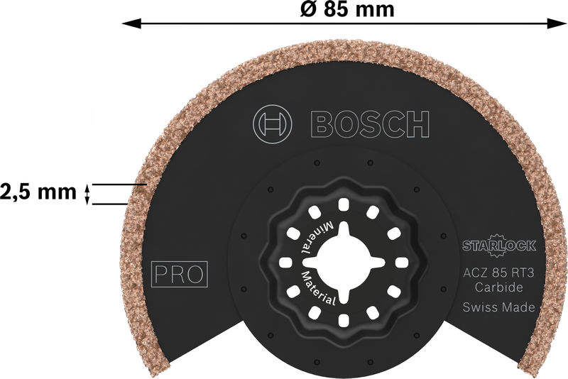 BOSCH PRO ACZ 85 RT3 Blatt für Multifunktionswerkzeuge, 85 x 2.5 mm